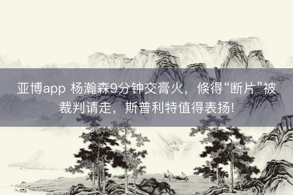 亚博app 杨瀚森9分钟交膏火，倏得“断片”被裁判请走，斯普利特值得表扬!