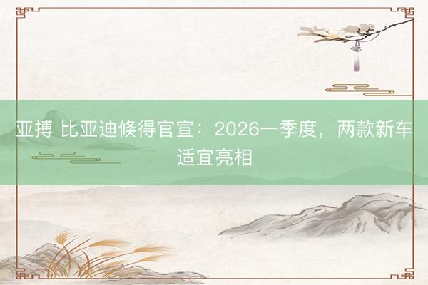 亚搏 比亚迪倏得官宣：2026一季度，两款新车适宜亮相