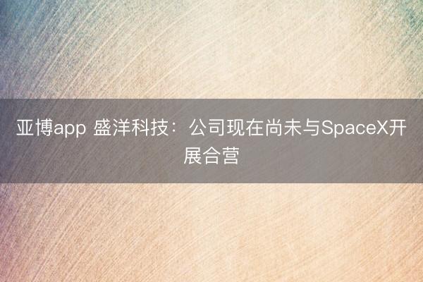 亚博app 盛洋科技：公司现在尚未与SpaceX开展合营