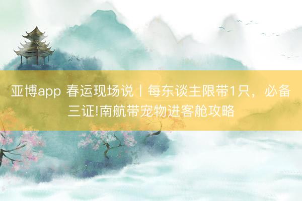 亚博app 春运现场说丨每东谈主限带1只，必备三证!南航带宠物进客舱攻略