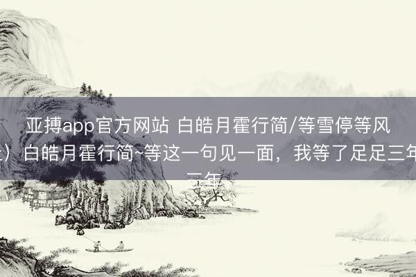 亚搏app官方网站 白皓月霍行简/等雪停等风止）白皓月霍行简~等这一句见一面，我等了足足三年。