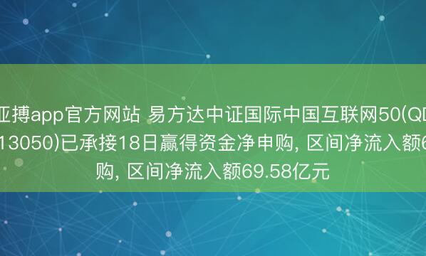 亚搏app官方网站 易方达中证国际中国互联网50(QDII-ETF)(513050)已承接18日赢得资金净申购， 区间净流入额69.58亿元