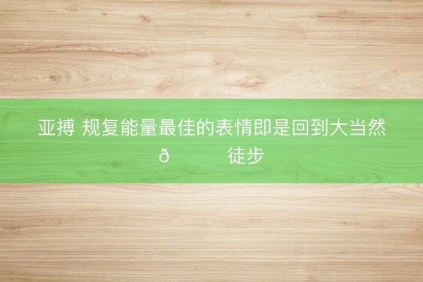 亚搏 规复能量最佳的表情即是回到大当然🍃徒步