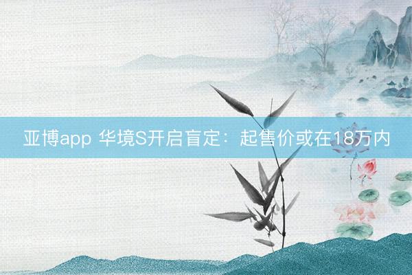亚博app 华境S开启盲定:起售价或在18万内