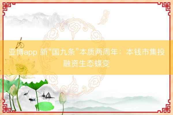 亚博app 新“国九条”本质两周年：本钱市集投融资生态蝶变