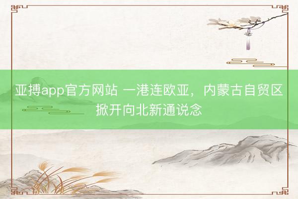 亚搏app官方网站 一港连欧亚，内蒙古自贸区掀开向北新通说念