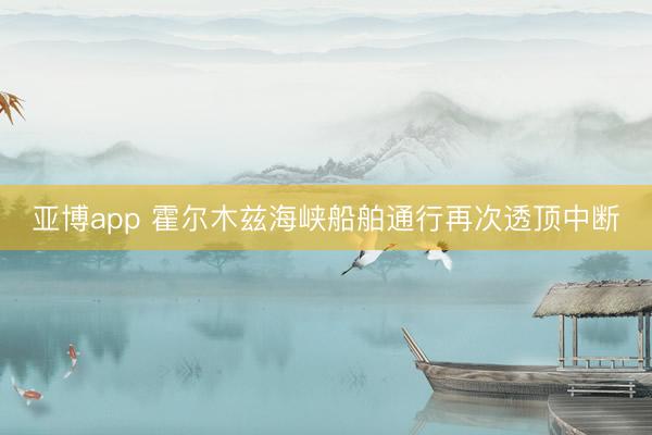 亚博app 霍尔木兹海峡船舶通行再次透顶中断