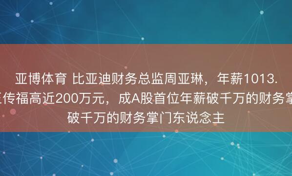 亚博体育 比亚迪财务总监周亚琳,年薪1013.5万元!比王传福高近200万元,成A股首位年薪破千万的财务掌门东说念主