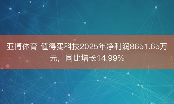 亚博体育 值得买科技2025年净利润8651.65万元，同比增长14.99%
