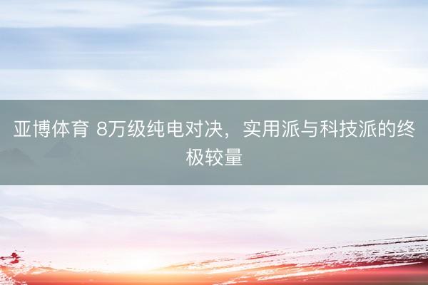 亚博体育 8万级纯电对决，实用派与科技派的终极较量
